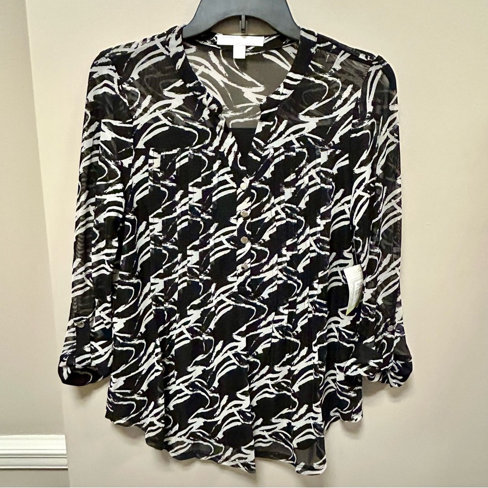 Black and White Women's Top Juniper + Lime Petite Sz PS NWT